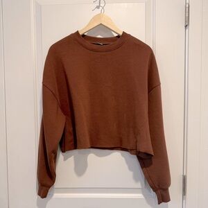 Wild Fable Brown Cropped Boxy Sweatshirt L